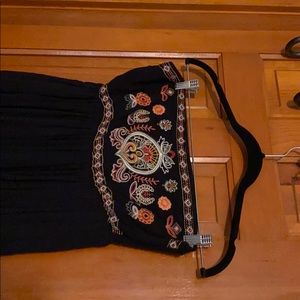 Strapless embroidered sun dress